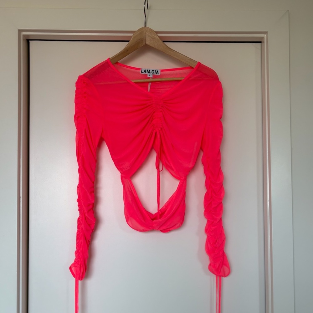 I.AM.GIA Cutout Mesh Top – Pink